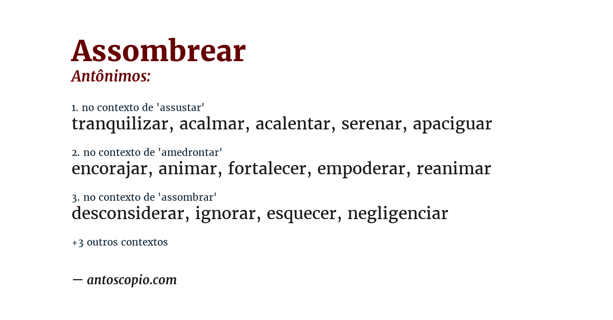 Antônimo de assombrear