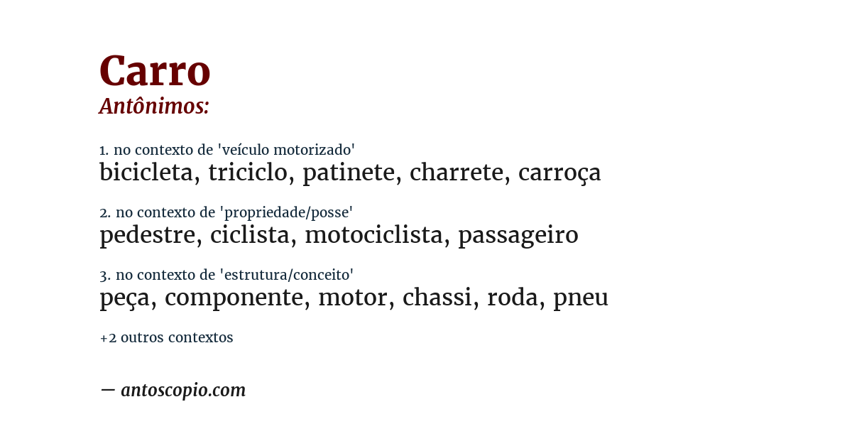 Antônimo de carro