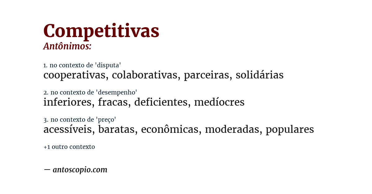 Antônimo de competitivas