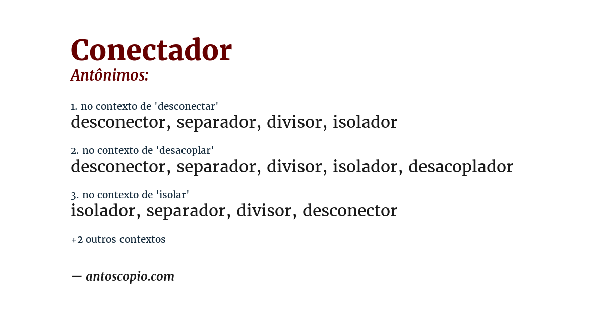 Antônimo de conectador
