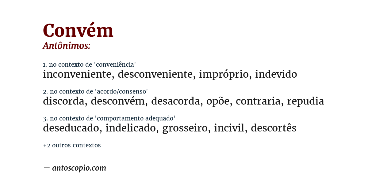 Antônimo de convém