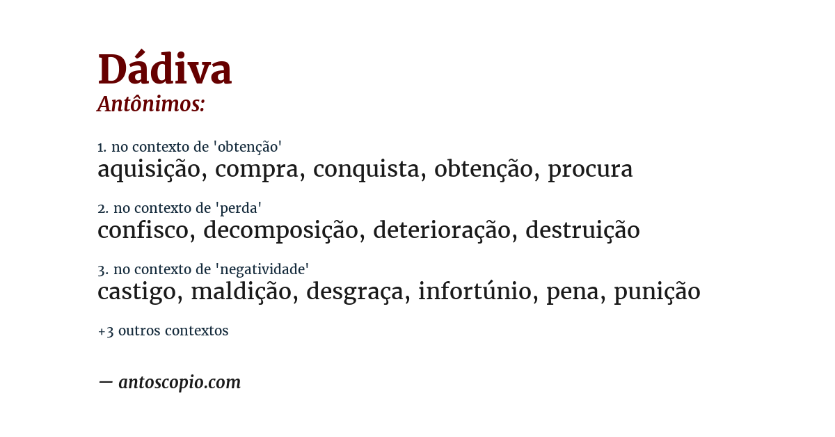 Antônimo de dádiva
