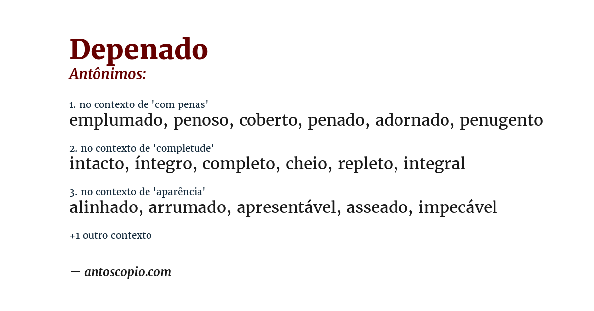 Antônimo de depenado