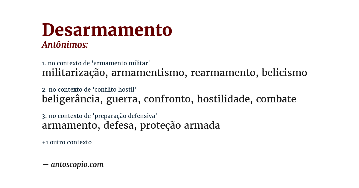 Antônimo de desarmamento