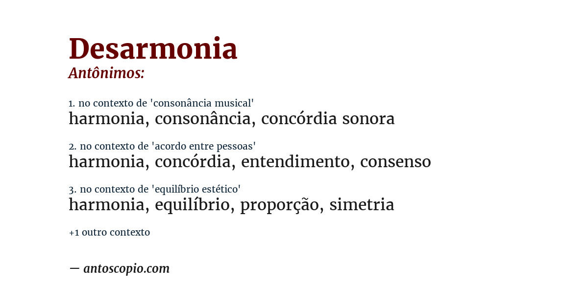 Antônimo de desarmonia