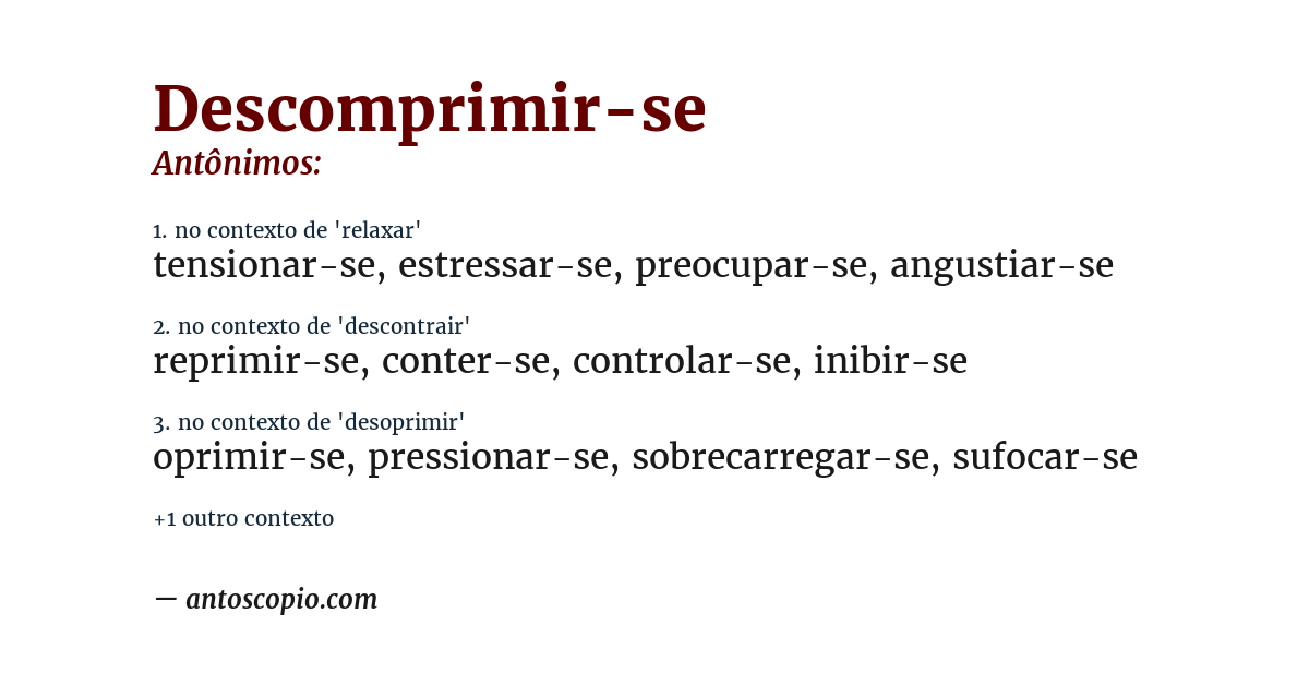 Antônimo de descomprimir-se