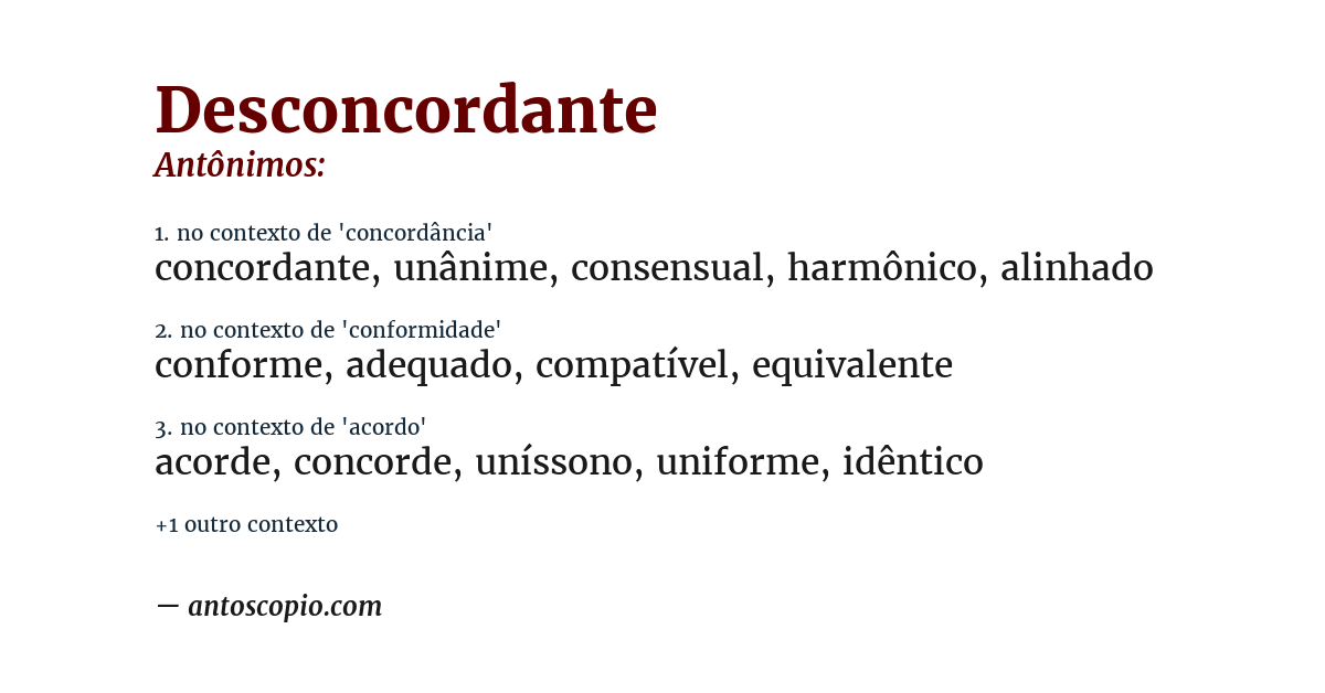 Antônimo de desconcordante