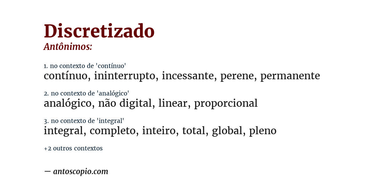 Antônimo de discretizado