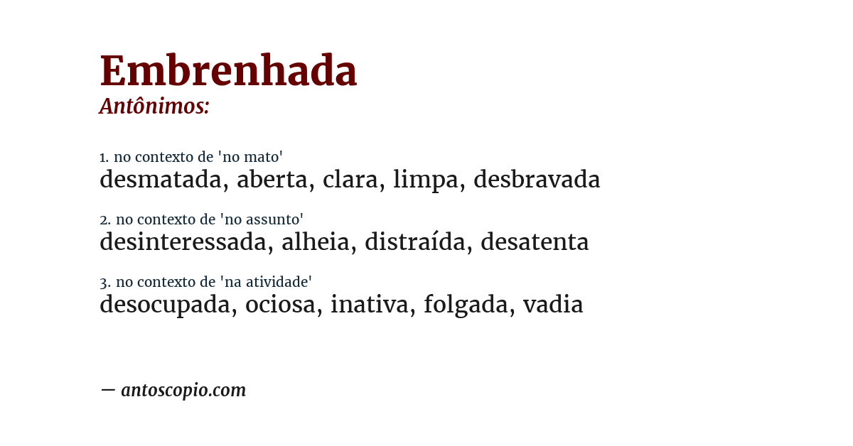 Antônimo de embrenhada