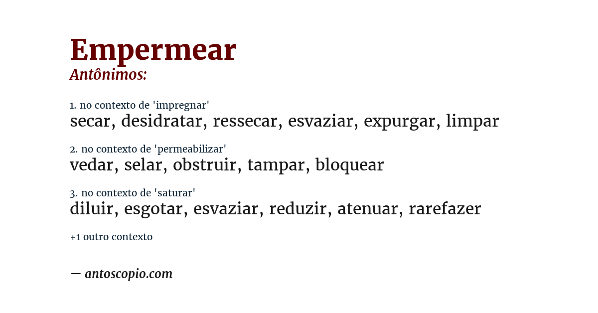 Antônimo de empermear