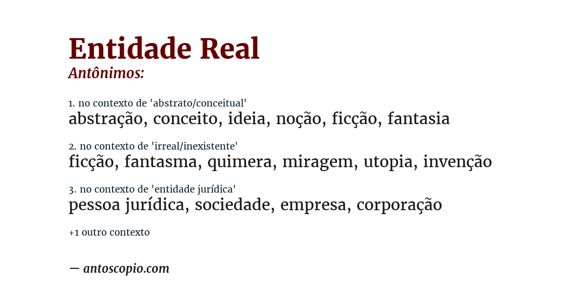 Antônimo de entidade real
