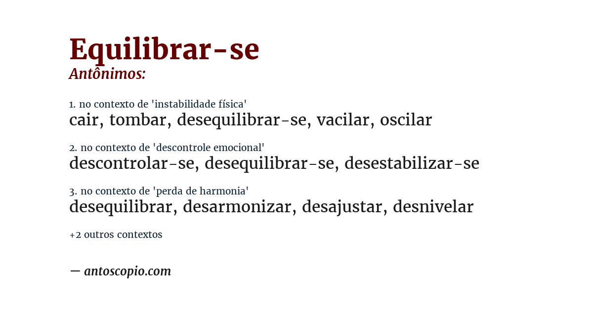 Antônimo de equilibrar-se