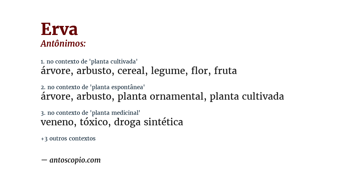 Antônimo de erva