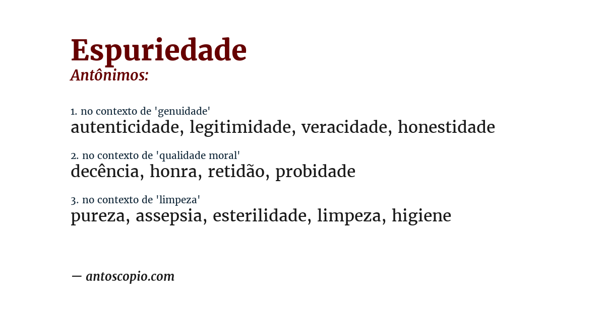 Antônimo de espuriedade