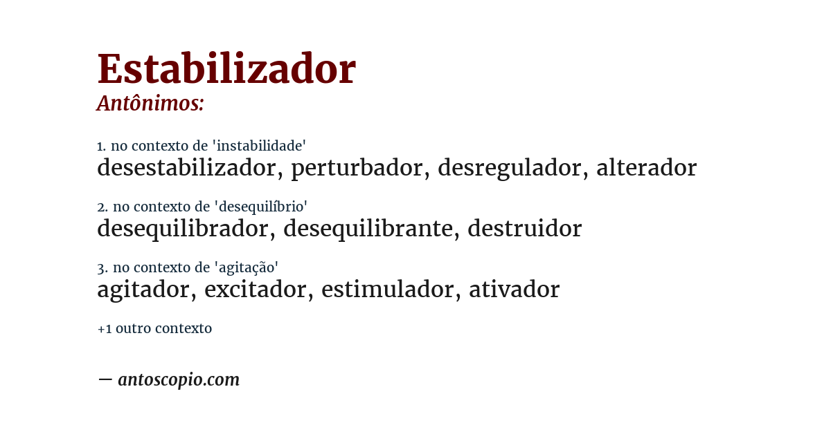 Antônimo de estabilizador