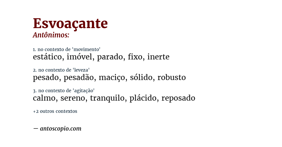 Antônimo de esvoaçante