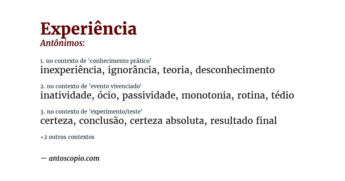 Antônimo de experiência