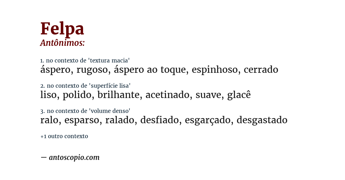 Antônimo de felpa