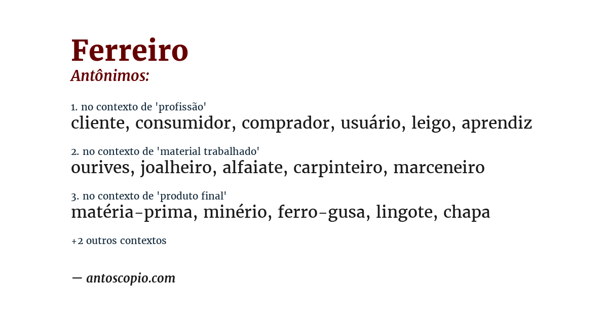 Antônimo de ferreiro