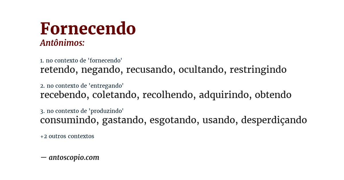 Antônimo de fornecendo