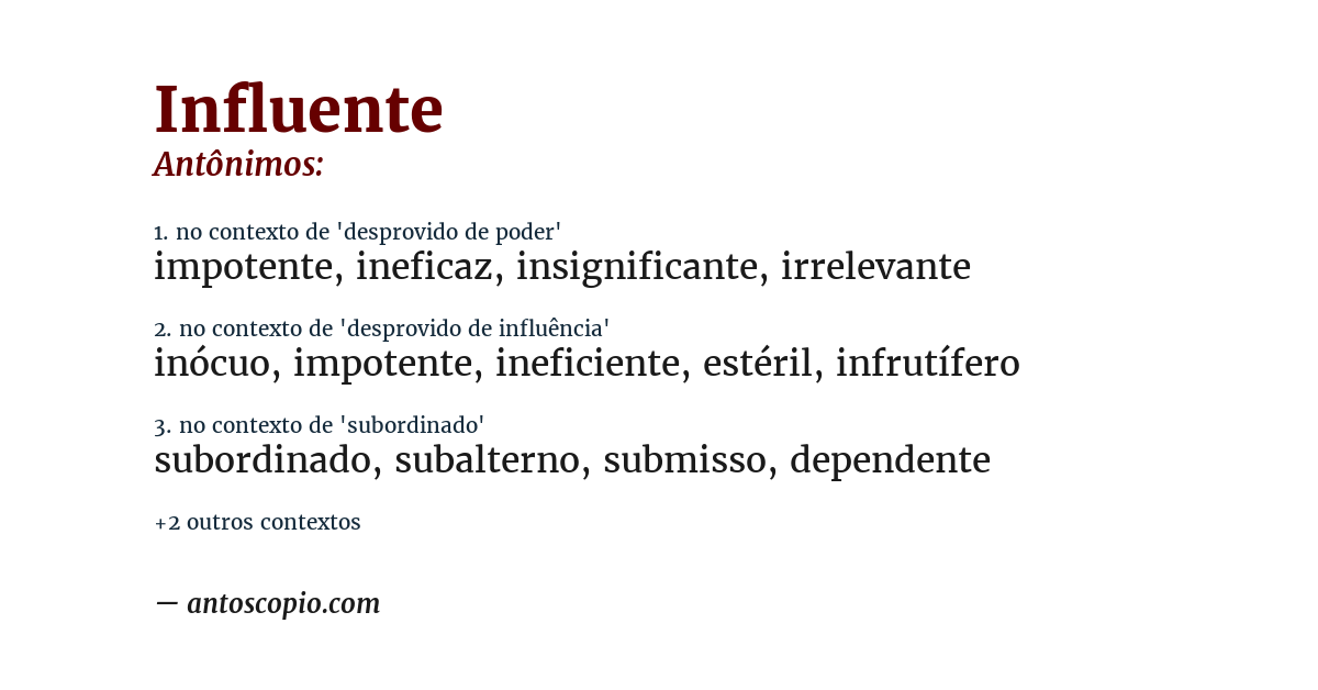 Antônimo de influente