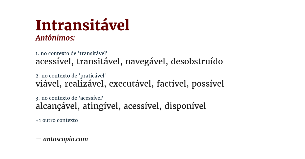 Antônimo de intransitável