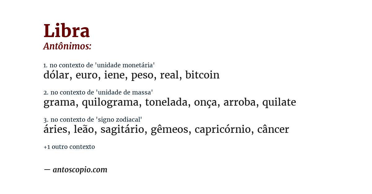 Antônimo de libra