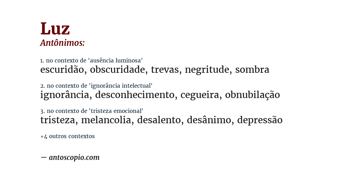 Antônimo de luz