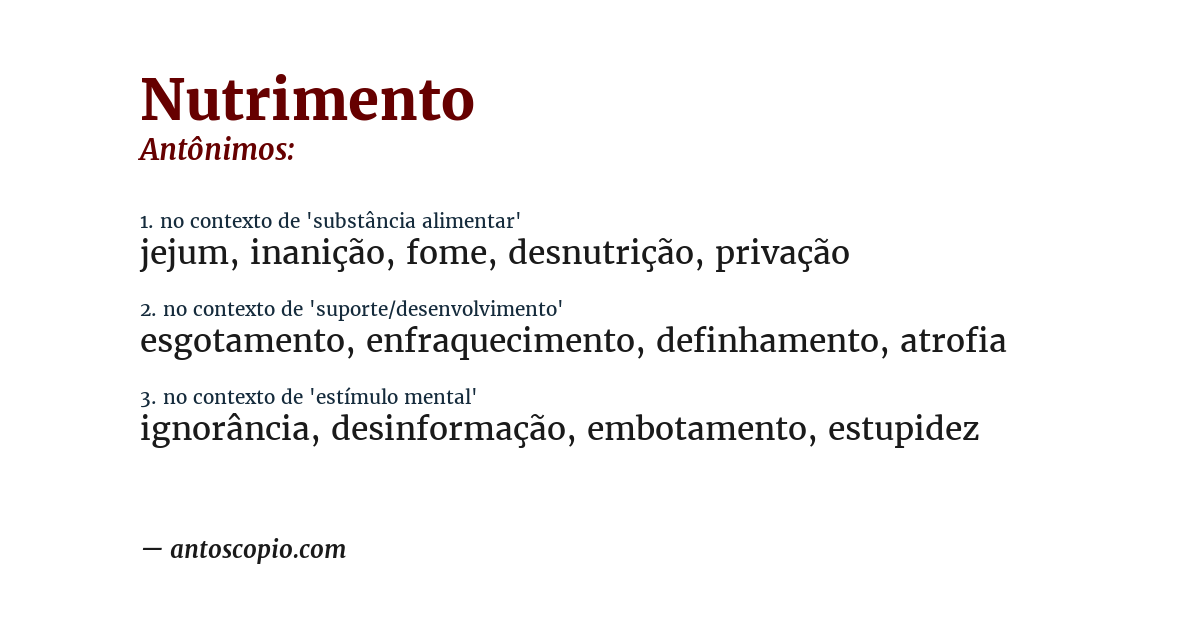 Antônimo de nutrimento