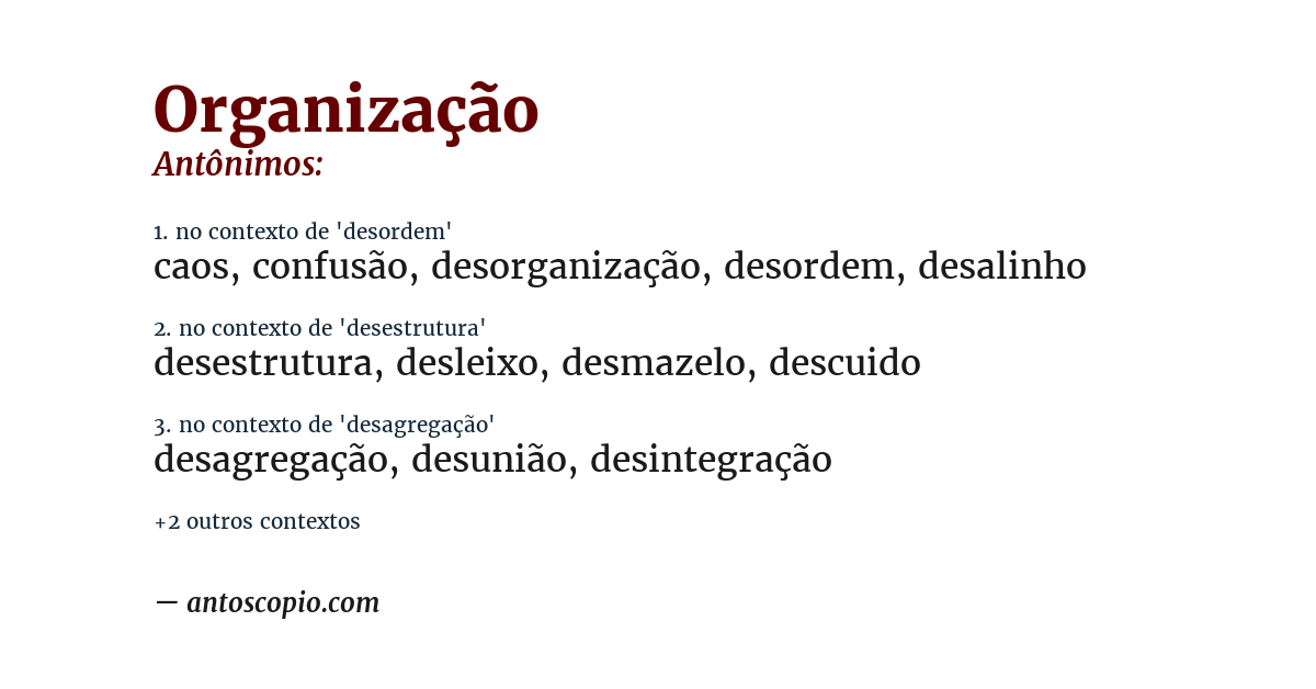 Antônimo de organização