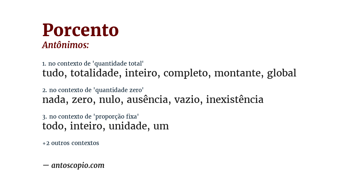 Antônimo de porcento