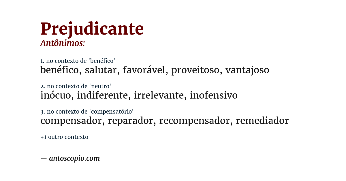 Antônimo de prejudicante