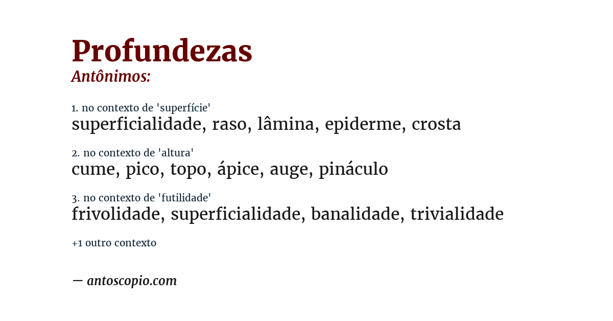 Antônimo de profundezas