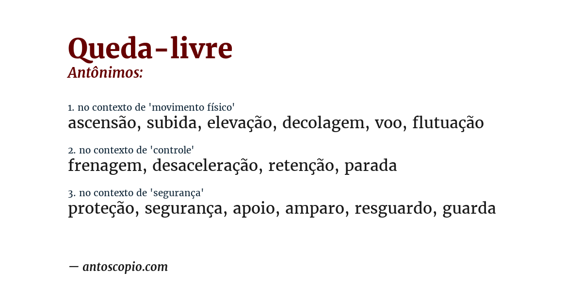 Antônimo de queda-livre