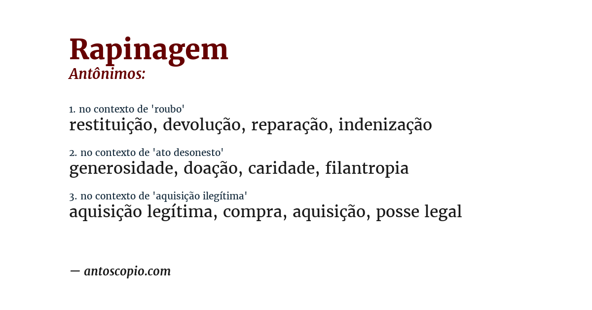 Antônimo de rapinagem