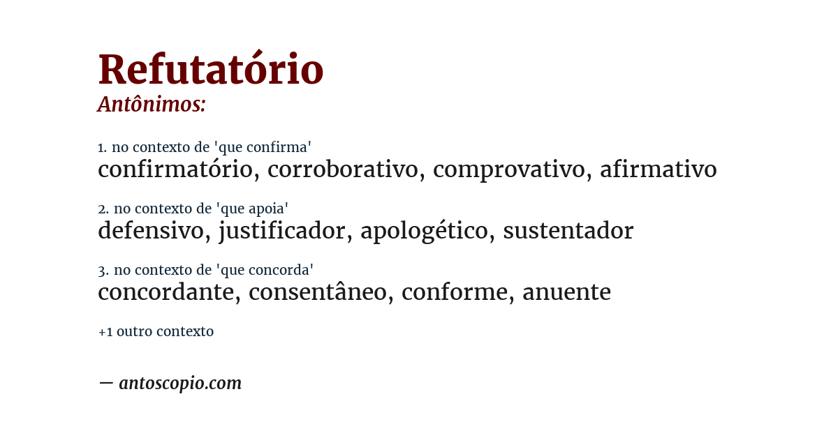 Antônimo de refutatório