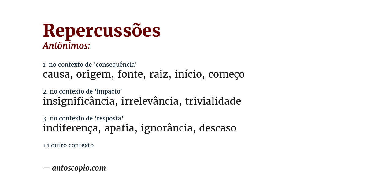 Antônimo de repercussões