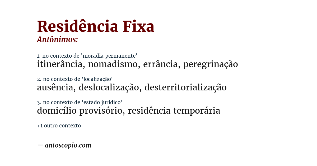 Antônimo de residência fixa
