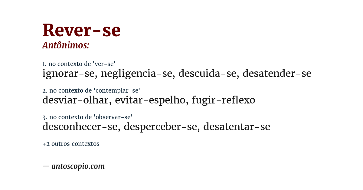 Antônimo de rever-se