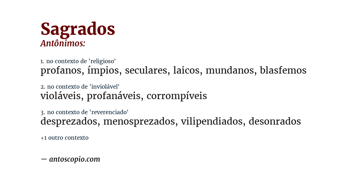 Antônimo de sagrados