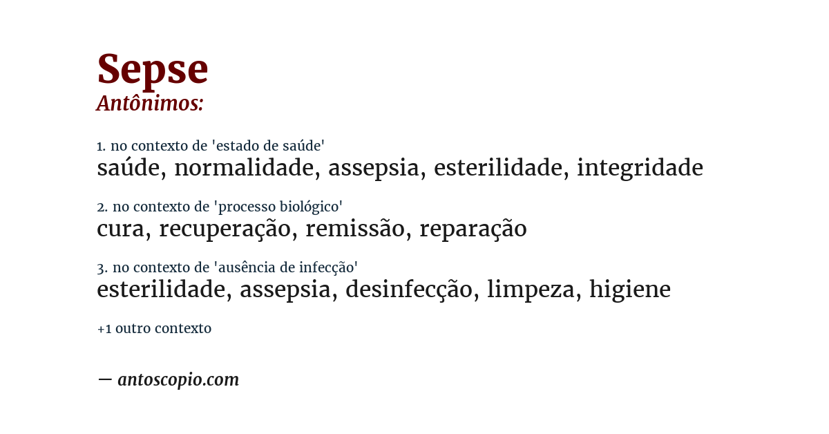 Antônimo de sepse