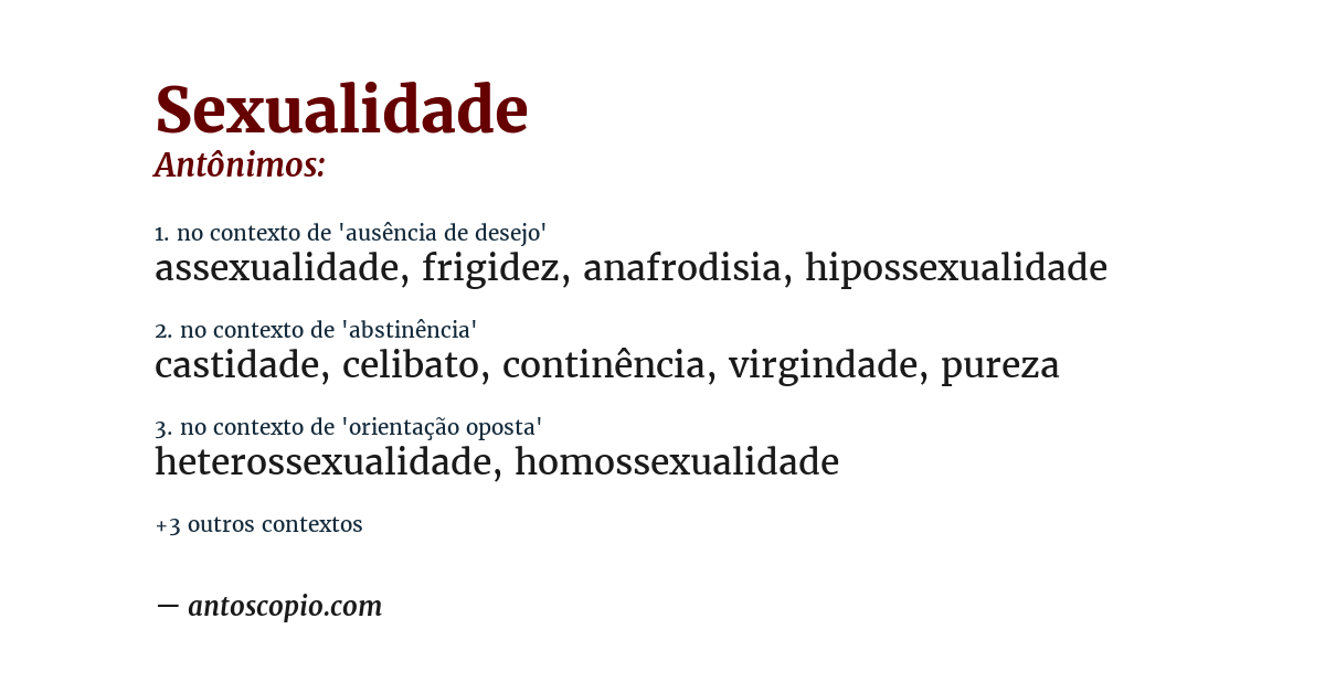 Antônimo de sexualidade
