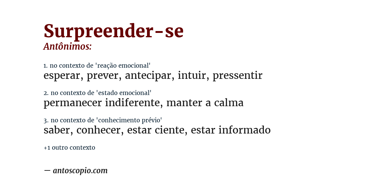 Antônimo de surpreender-se