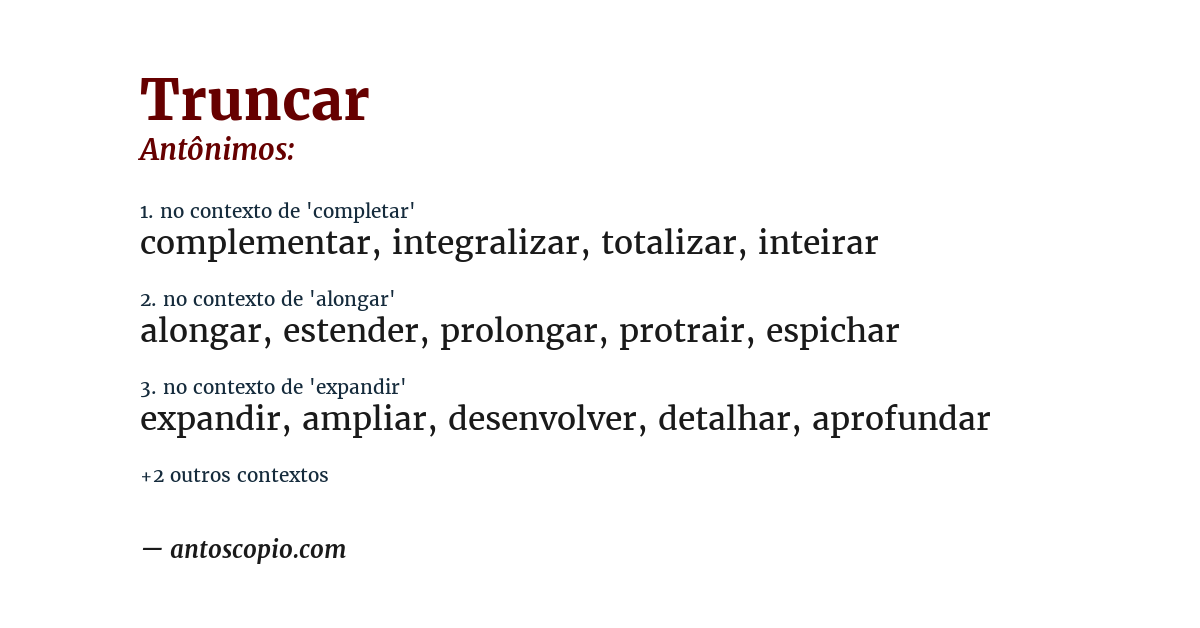 Antônimo de truncar