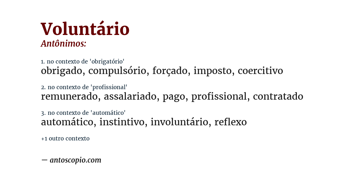Antônimo de voluntário