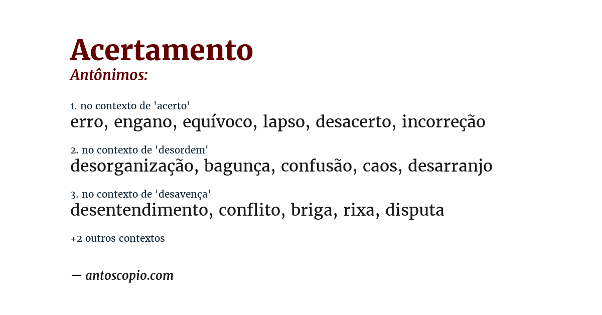 Antônimo de acertamento
