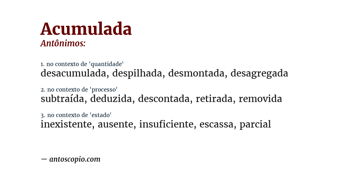 Antônimo de acumulada