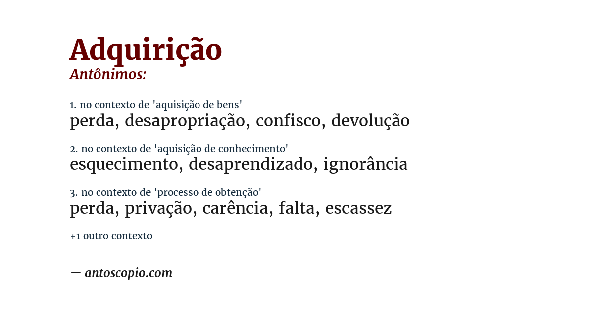 Antônimo de adquirição