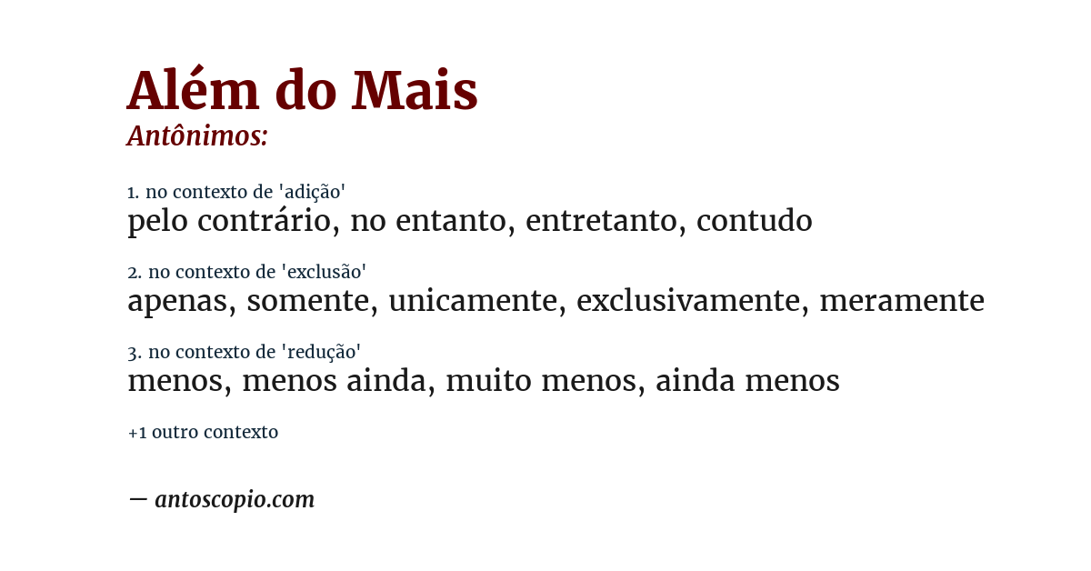 Antônimo de além do mais