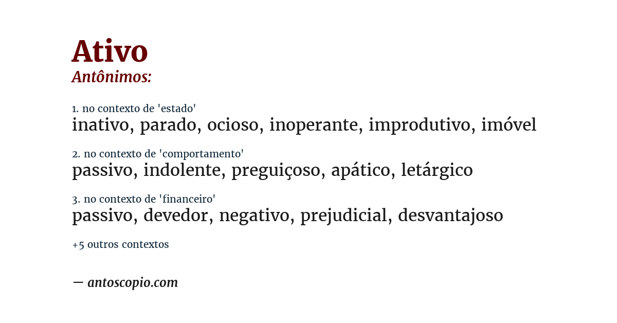 Antônimo de ativo